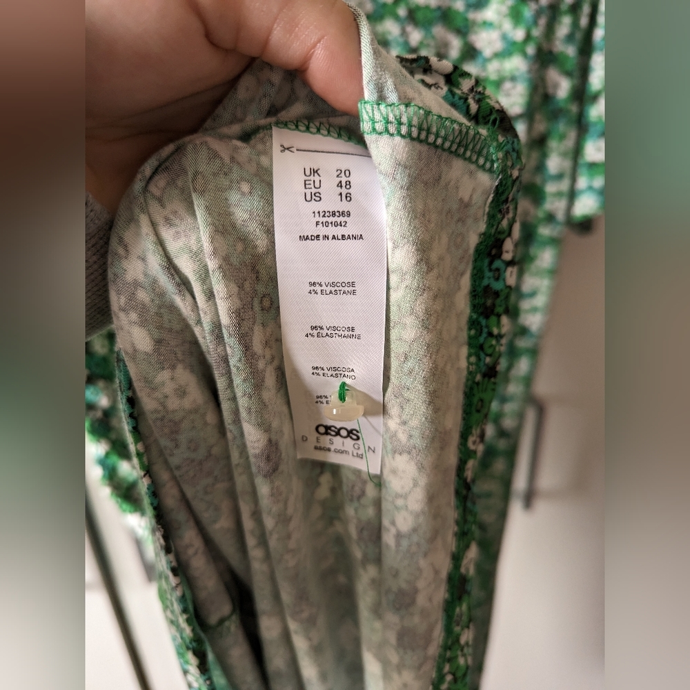 Green Floral Dress Asos Curve Size 20 - Picture 10 of 10
